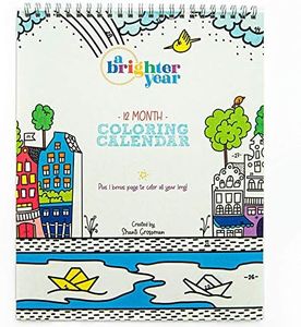 A Brighter Year - Adult Coloring Perpetual Calendar – Creative & Mindful 12-Month Undated Coloring Calendar for Adults & Kids – Adult Coloring Books – Thick Paper + Lay Flat Design