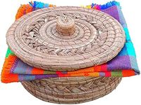 MEXTEQUIL - Authentic Mexican Tortilla Warmer Basket - Pine Needle Handwoven with Handloomed Cloth (Natural 10" w cloth)