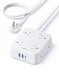 Anker Surge Protector Flat Plug Power Strip 2000J, 5ft Thin Extension Cord, 8 Outlets,2 USB A and 1 USB C Port,20W for iPhone15,Wall Mount,Compact for Home,Office,Room,TUV Listed (White)