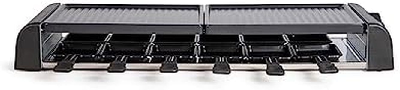 Livoo - Appareil à raclette 12 personnes – Plateau grill amovible, revêtement antiadhésif, 2 plaques, thermostat ajustable