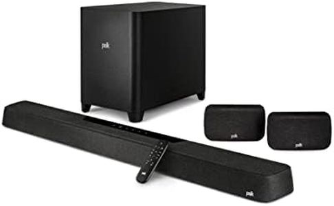 Polk Audio MagniFi Max AX SR 7.1.2 Heimkino Soundbar, Wireless Subwoofer, Dolby Atmos, DTS:X, HDMI eARC, Bluetooth, AirPlay 2, Google Chromecast - Schwarz