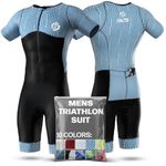 SLS3 Triathlon Suit Men - Aerodynamic Sleeved Tri Suit Men - Premium Pro Aero FX Mens Trisuit - Padded, Back Pockets (Ocean Blue Blur, Medium)