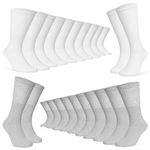 CityComfort Mens Calf Socks, Breathable Crew Socks Multipack - Mens Gifts (White/Grey-12 Pack)