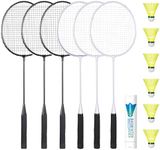 AboveGenius Badminton Rackets Set with 6 Shuttlecocks, Lightweight Badminton Set of 6 for Outdoor Backyard Games, Racquets with Durability for Beginners and Casual Players