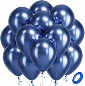 Bezente Metallic Navy Blue Latex Party Balloons - 100 Pack 12 inch Round Helium Chrome Navy Blue Balloons for Graduation Wedding Birthday Gender Reveal Carnival Party Decorations