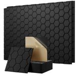 Sound Proofing Panels with Acoustic Foam - Acoustic Wall Panels Self Adhesive for Soundproofing- Black Hexagon Sound Proof Noise Cancelling - Sound Absorbing Panels for Gaming Room Studio 18 Pack