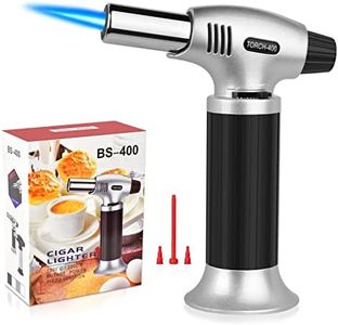 Butane Torch,Cooking Torch Refillable Portable Butane Torch Lighter with Safety Lock and Adjustable Flame for Kitchen Dessert Barbecue,Working for All Butane Tanks (Gas Not Included)