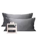 Kitsch Satin Pillowcase - Softer Than Silk Pillow Cases - Cooling Pillow Case with Satin Finish and Zipper | Satin Pillow Case Cover (King (2 Pack), Charcoal)