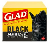 Glad Black Garbage Bags - Extra-Large 135 Litres - 20 Trash Bags, Made in Canada of Global Components