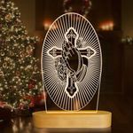 Jesus Cross Religious Night Light,Jesus Wood 3D Illusion Lamp Warm Colors USB Power Church Lantern for Home Decoration Birthday Christian Retirement Gifts for Women Friends Family