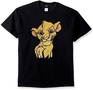 Disney Men's Lion King Simba Sketch Crown Prince Graphic T-Shirt Black