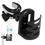 Vive Cup Holder - Attachable Cupholder for Stroller, Wheelchair, Desk, Water Bottle, Coffee Mug, Drink Glass & Can - Adjustable Mountable Clip for Bike, Rollator - Large, Universal & Portable w/Clamp