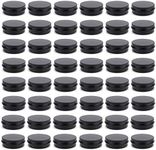 Foraineam 48 Pack 2 oz Round Lip Balm Tin Cans - Aluminum Cosmetic Sample Containers with Screw Lid - Matte Black Metal Empty Tins Storage Travel Tin Jars