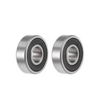 sourcing map 6000-2RS Deep Groove Ball Bearings Z2 10mm x 26mm x 8mm Double Sealed Carbon Steel 2pcs