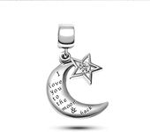 KunBead Jewelry I Love You to the Moon and Back Star April Birthstone Pendant Charm for Bracelets