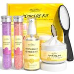 Pedicure Kit For Feet 5pcs Foot Spa Set For Christmas Birthday Valentine's Mother's Day Women Wife Girlfriend Gift Rose Lavender Foot Soak Salt Foot Callus Remover Gel Foot Rasp Foot Cream