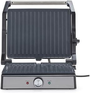 Salter Large Health Grill – Electric Panini Maker, Sandwich Toaster, Non-Stick Ceramic Plates, Opens Flat (180°) for Extra Cooking Space, PFAS-Free, Drip Tray, Adjustable Temperature, 2000W, EK5857SSC