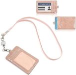 Retractable Rose Gold Glitter Badge Holder with 2 Card Slots and Lanyard (4.9 x 2.75 in)