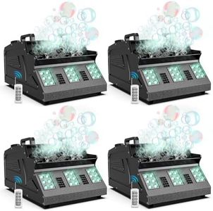 2000W Fog Machine, 3 in 1 Fog Bubble Machine with 2 Bubble Fans, 7 CH RGB 18 LED Lights Smoke Bubble ALL IN 1 Machine, Fog Machine for Party, Wedding, Festival, Birthday, 4 PACK