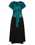 GRACE KARIN Women's V-Neck Maxi Evening Dress Summer Elegant Wedding Dress Short Sleeve Casual Dress Blue Green S