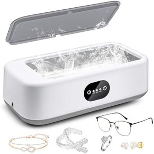 Xkimos Ultrasonic Jewellery Cleaner, 49kHz 22.5Oz(640ML) ,360° Deep Cleaning Ultrasonic Cleaner with 3 Timer Modes, 304 Stainless Steel Tank Ultrasonic Jewelry Glasses Cleaning Machine for Glasses, Makeup Brush,Retainer,Necklaces, Rings& Dentures