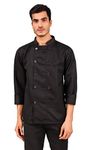 Kodenipr Club Mens Womens Executive Series Plain Black Chef Coat,Poly/Cotton,Size (Large(40))