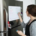 Magnetic Dry Erase Whiteboard Sheet for Kitchen Fridge with Stain Resistant Technology, 16x11" - Includes 4 Markers and Big Eraser with Magnets, Refrigerator White Board Organizer Planner Grocery List