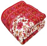 AUROSTYLE 400 TC Pure Cotton Floral Design with Gold Printed Traditional Rajasthani Jaipuri Quilt/Razai/Rajai (Light Weight, Double Bed-90 x 105 Inch) (Design 9)