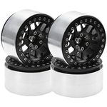 4Pack HIRCQOO Metal 2.2 inch Beadlock Wheel Rims 12 Hex Hubs Compatible with Axial SCX10 90046 SCX10-III Redcat Gen7 D90 Traxxas TRX4 Tamiya CC01 1/10 RC Crawler (Black)