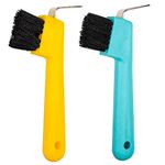 MEISH 2 Pieces Horse Hoof Pick Brushes Horse Grooming Tools Grooming Cleaning Accessories for Horses Sheep Cattle, Random Color