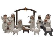 Artisan Flair 12 Pcs Nativity Set Small Figurines for Nativity Scene - Religious Gifts Precious Moment - Christmas Manger Nativity Sets for Kids, Resin White