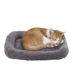 Lesypet Cat Beds for Indoor Cats, 10" x 15" Warm Pet Bed Curl Sleep Plush Cushion with Pillow, Non-Slip Bottom Washable Pet Mat for Kittens Puppy Pets, Small