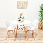 Luke Dining Table Set for 2 Featuring White Top Kitchen Table with 2 Dining Chairs - Round Dining Table with Manufactured Wood Legs - Small Dining Table Set