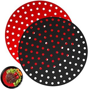 2Pcs Almohadilla Freidora Aire,Papel Redondo Horno,Alfombrillas de Silicona Reutilizables Air Fryer Liner, Papel Redondo Freidora, Antiadherentes (Redondo, 9.0 inch)