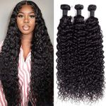 Jiumido Wet And Wavy Bundles Human Hair 16 18 20 Inches 10A Grade Brazilian Hair Bundles 3 Bundles Human Hair Water Wave 100% Unprocessed Brazilian Virgin Hair