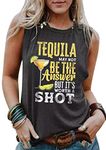 Tequila May Not Be The Answer But It's Worth A Shot Funny Cinco De Mayo Tank Top Women Western Drinking Graphic Tees, Dark Grey, XX-Large