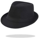 Kids-Boys-Girls Trilby Fedora Classic Short Brim Hat 54cm 21.25" Fit for 2-6years, Black - Kids, 2-6 Years