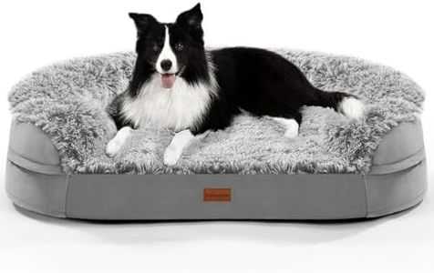 Gimars Panier Chien Grande Taille L 9,5 cm Épais, Grand Canapé Chien Orthopedique avec Bordure & Matelas 28D en Mousse Cratère, Doublure Imperméable, Housse Lavable