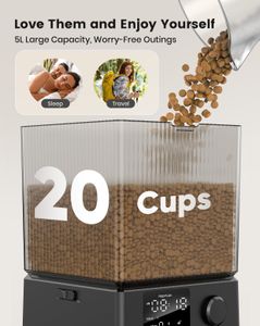 oneisall 5L Automatic Cat Feeder with Timer – Dual Pet Food Dispenser, Voice Recording