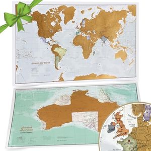 Maps International Scratch the World® Travel Map Poster - A2-59 x 42 cm + Australia Map - Gold, Political, Glossy