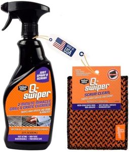 Q-Swiper 2-Minute Miracle Grill & Grate Cleaner | Fast-Acting and Non-Toxic | Cleans and degreases BBQ and Oven cooking grates, racks and walls | Use on Exterior too | Includes Scrub Clean Cloth