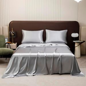 Luxury Bed Sheet Set- Ultra-Soft Silk Satin Bed Sheets - Breathable Bedding - Wrinkle, Fade, Stain Resistant - Deep Pocket (Gray, Queen)