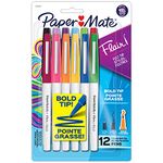 Paper Mate Flair Pens, Felt Tip Pens, Bold Tip (1.2 mm), Assorted Colours, 12 Count