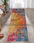 Lahome Modern Abstract Runner Rug - 2x6 Colorful Runners for Hallways Non Skid Laundry Room Rug Washable Carpet Runner, Rainbow Soft Non Slip Indoor Throw Runner for Bedroom Kitchen Bathroom