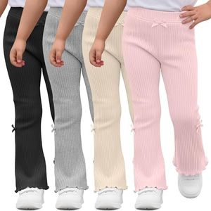 Halfchet 4 Pack Toddler Girls' Flare Pants, 4-Color, 18-24 Months