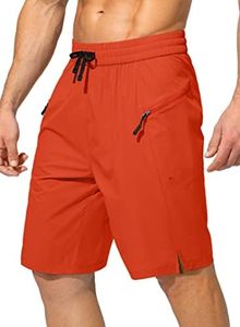 Men's Swim Trunks Quick Dry Board Shorts with Zipper Pockets Beach Shorts Bathing Suits for Men - No Mesh Liner(Orange,S)