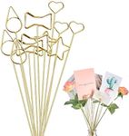 40 Pcs Metal Wire Floral Place Card Holder,13.4Inch Metal Wire Photo Memo Holder,4 Style Metal Floral Place Card Holder for Business Card DIY Handmade Decoration (Gold)