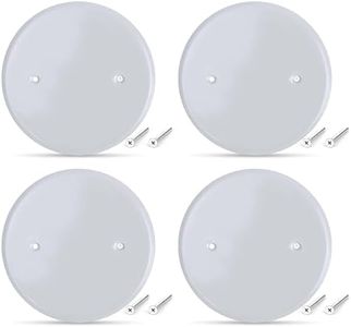 (4 Pack) AP-12031, 5 Inch White Metal Ceiling Blank-Up Cover, Used to Cover 3-1/2 Inch Round/Octagon Box Openings In Ceilings or Walls, Mounting Screws Included, Holes Are Spaced 2.75 Inches