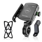 GRAND PITSTOP Mobile Holder for Bikes, Motorcycle, Scooter, Bicycles, Jaw Grip Bike Mobile Holder, Aluminium Handlebar Cellphone Holder for Maps and Gps Navigation with 360° Rotation Phone Mount-Black