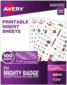 Avery The Mighty Badge by, 1" x 3" Customizable Inserts for Name Tags, 100 Clear Inserts, Laser (71210)